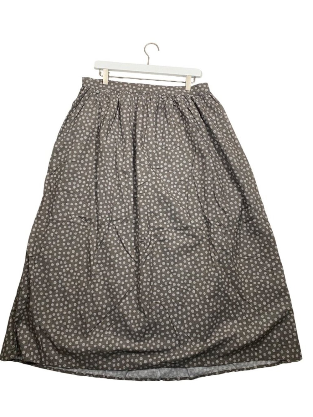 Gudrun Sjödén Gray Polka Dot Organic Cotton Maxi Skirt With Elastic Waist Size L - Picture 2 of 10